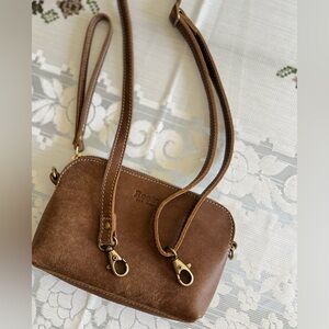 Roots Rich Brown Leather Wristlet